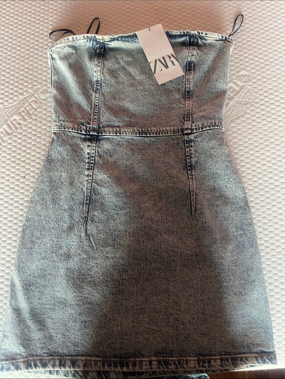 ZARA Light Blue strapless mini dress